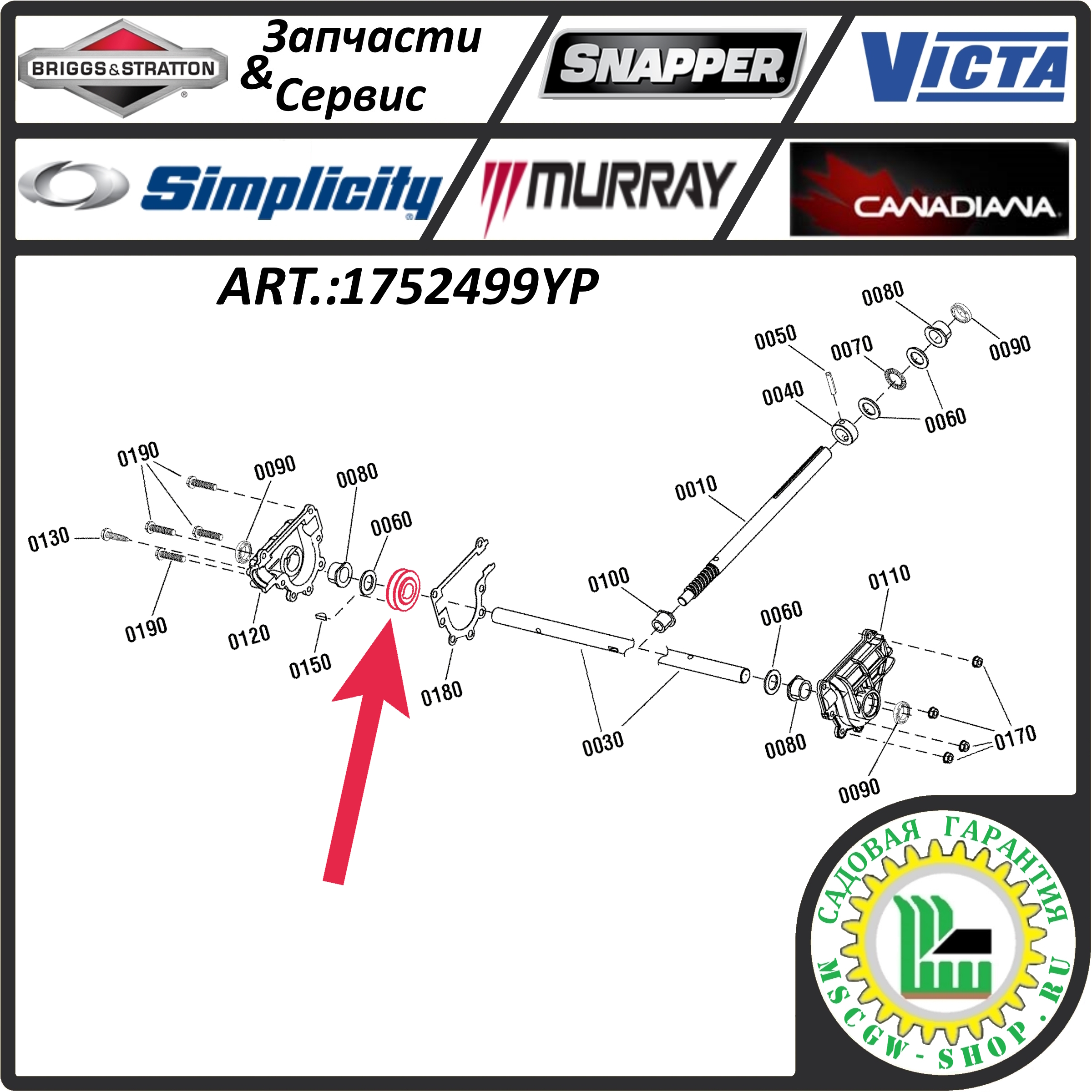 Шестерня привода вала шнеков 22Zх3/4"x2"x1/2" BRIGGS&STRATTON 1752499YP Шестерня привода вала шнеков 22Zх3/4"x2"x1/2" BRIGGS&STRATTON 1752499YP