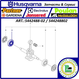 Подшипник 12x32x8/12 мм. HUSQVARNA 5442488-02 / 544248802